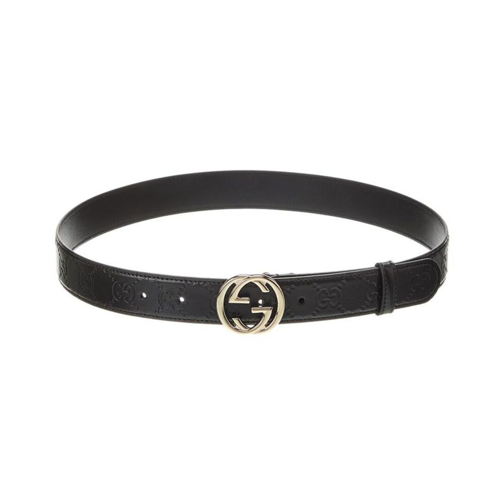 Gucci Interlocking G Leather Belt, Black
